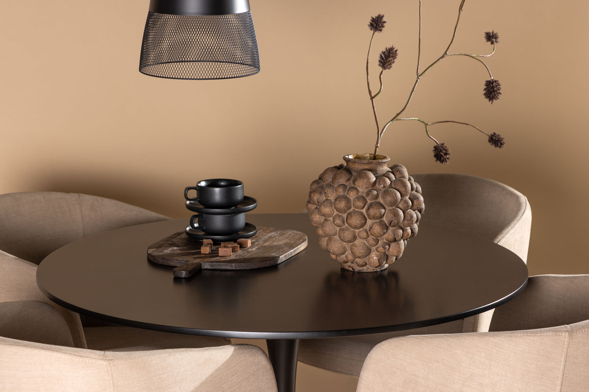 Venture Design Berit & Glade Matstolar Beige + Runda Matbord ⌀100 Svart