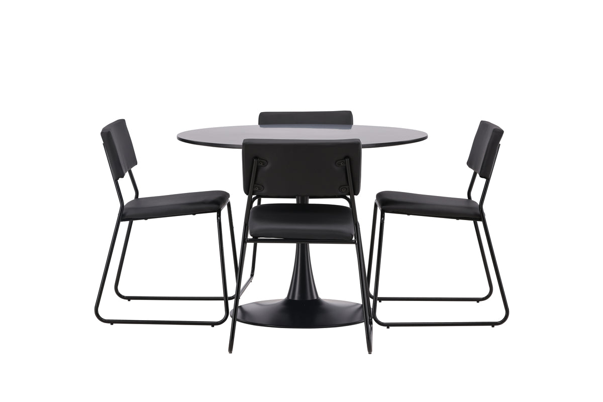 Venture Design Kenth & Glade Matstolar 2-pack Svart + Runda Matbord ⌀100 Svart
