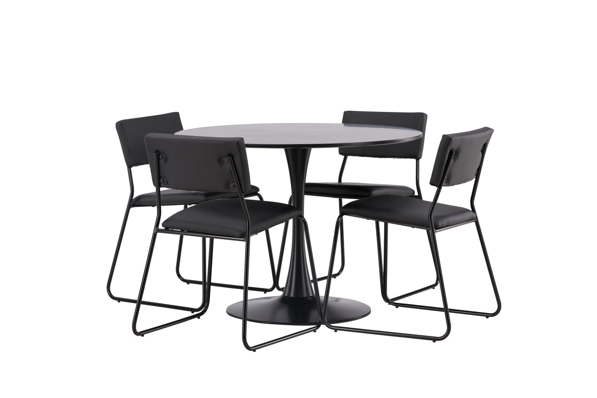 Venture Design Kenth & Glade Matstolar 2-pack Svart + Runda Matbord ⌀100 Svart