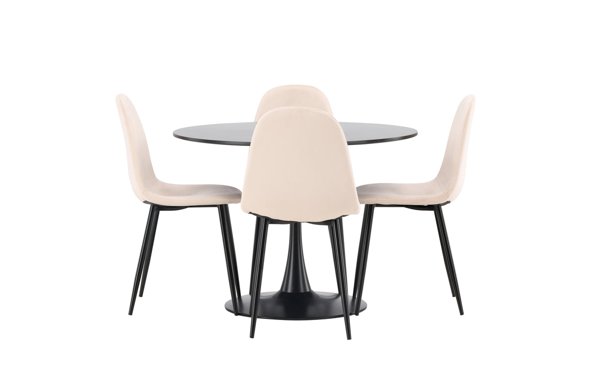 Venture Design Polar & Glade Matstolar 2-pack Beige + Runda Matbord ⌀100 Svart