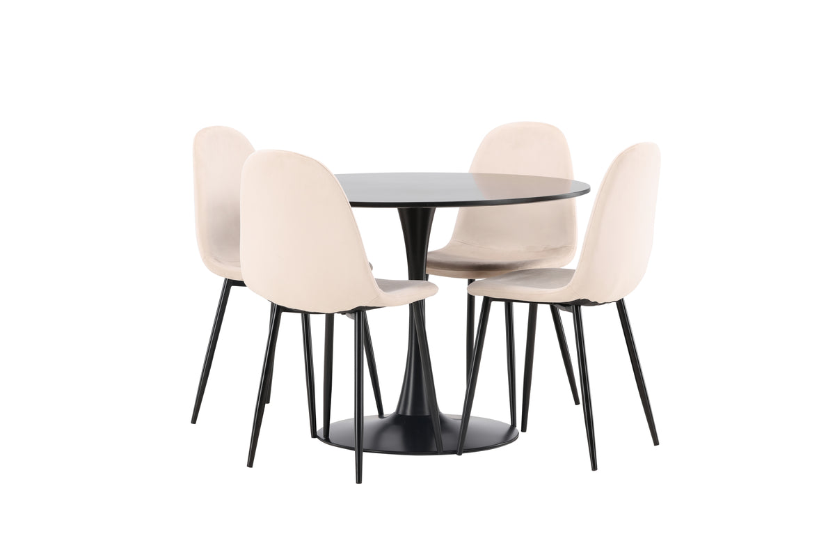 Venture Design Polar & Glade Matstolar 2-pack Beige + Runda Matbord ⌀100 Svart