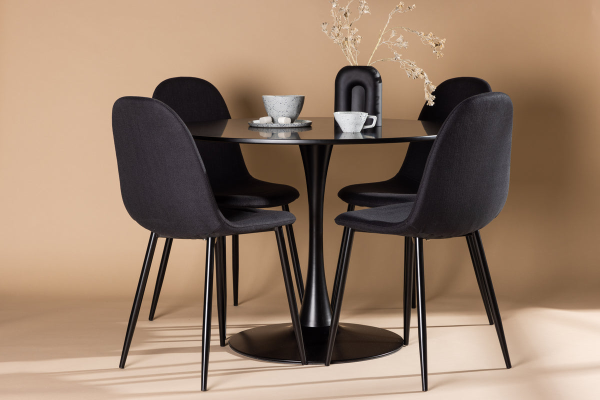 Venture Design Polar & Glade Matstolar 2-pack Svart + Runda Matbord ⌀100 Svart