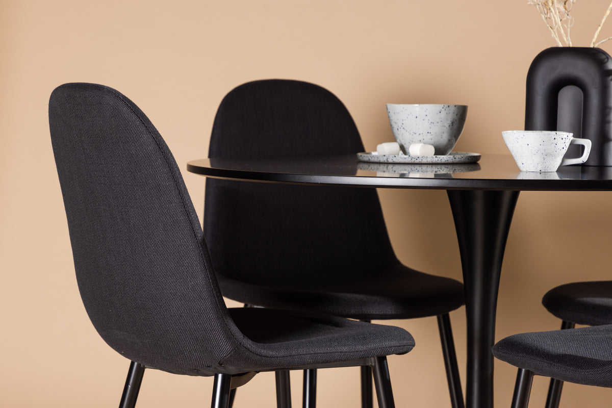 Venture Design Polar & Glade Matstolar 2-pack Svart + Runda Matbord ⌀100 Svart