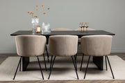 Venture Design Berit & Vail Matstolar Beige + Rektangulära Matbord 200 x 100 Svart
