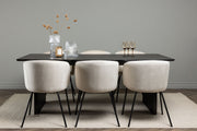 Venture Design Berit & Vail Matstolar Beige + Rektangulära Matbord 200 x 100 Svart