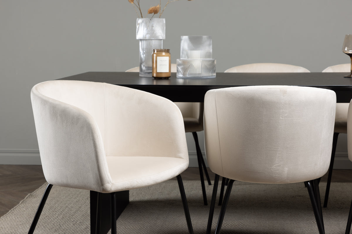 Venture Design Berit & Vail Matstolar Beige + Rektangulära Matbord 200 x 100 Svart