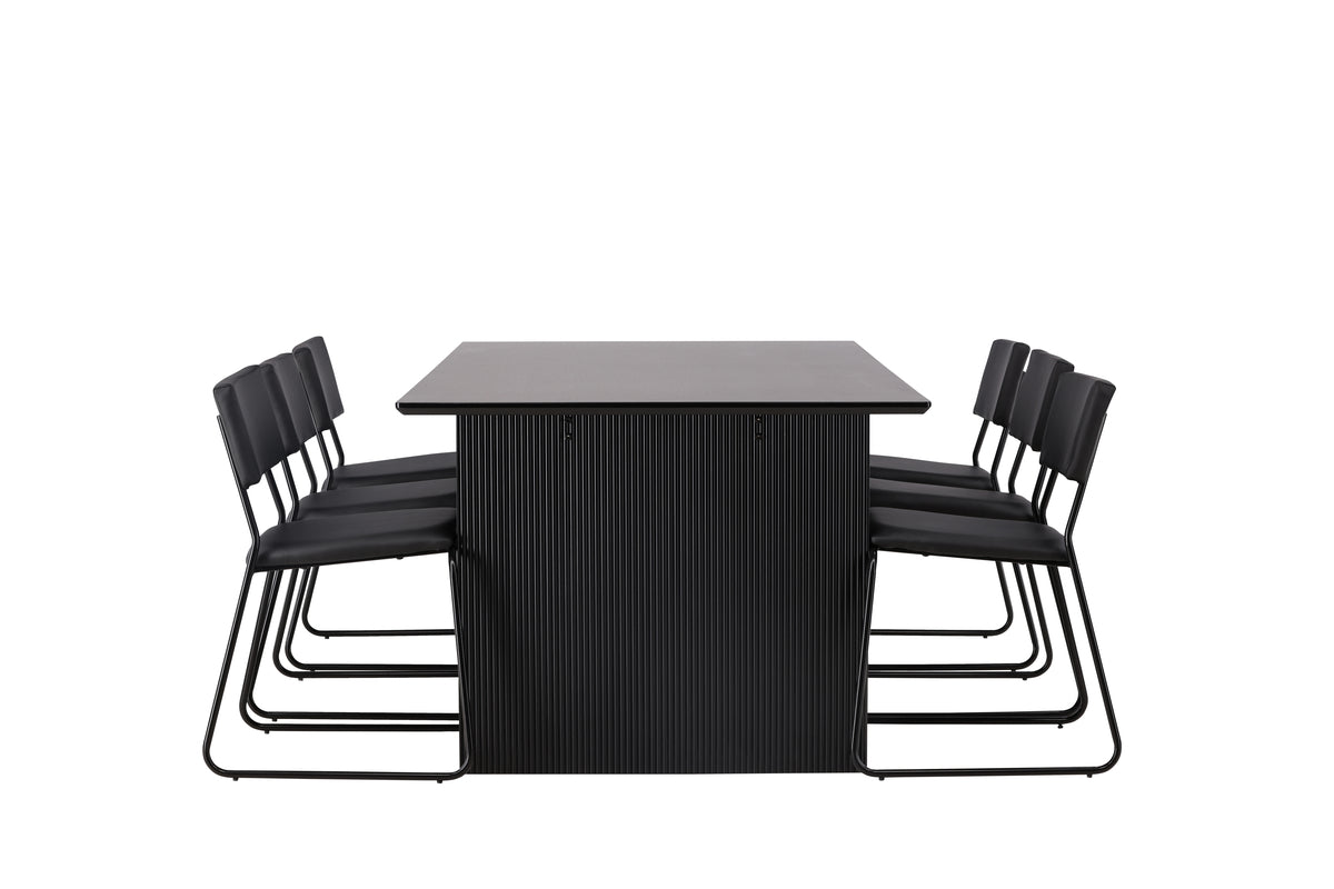 Venture Design Kenth & Vail Matstolar 2-pack Svart + Rektangulära Matbord 200 x 100 Svart