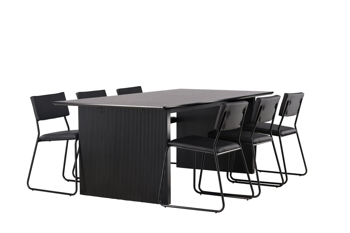 Venture Design Kenth & Vail Matstolar 2-pack Svart + Rektangulära Matbord 200 x 100 Svart