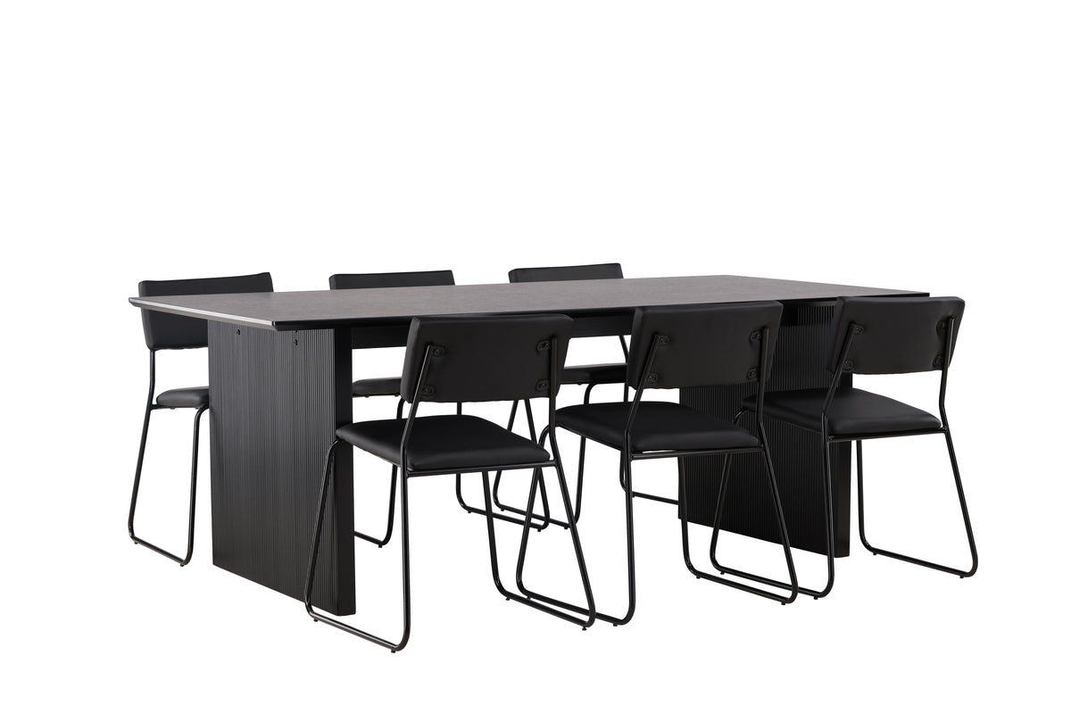 Venture Design Kenth & Vail Matstolar 2-pack Svart + Rektangulära Matbord 200 x 100 Svart