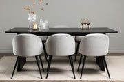 Venture Design Velvet & Vail Matstolar 2-pack Grå + Rektangulära Matbord 200 x 100 Svart