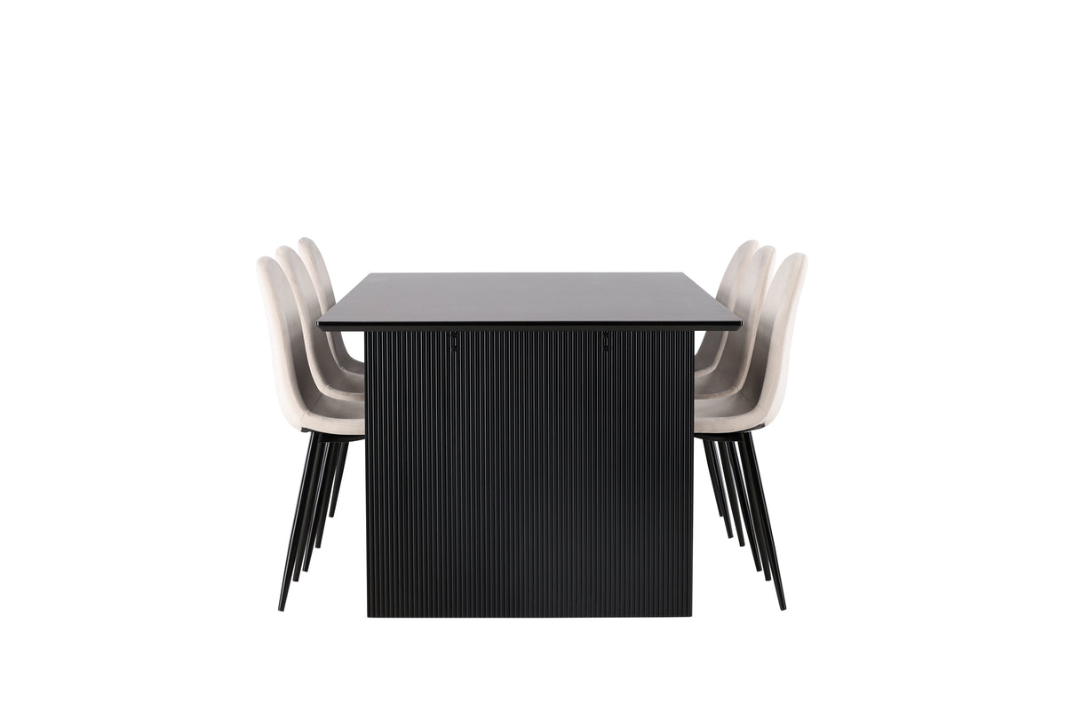 Venture Design Polar & Vail Matstolar 2-pack Beige + Rektangulära Matbord 200 x 100 Svart