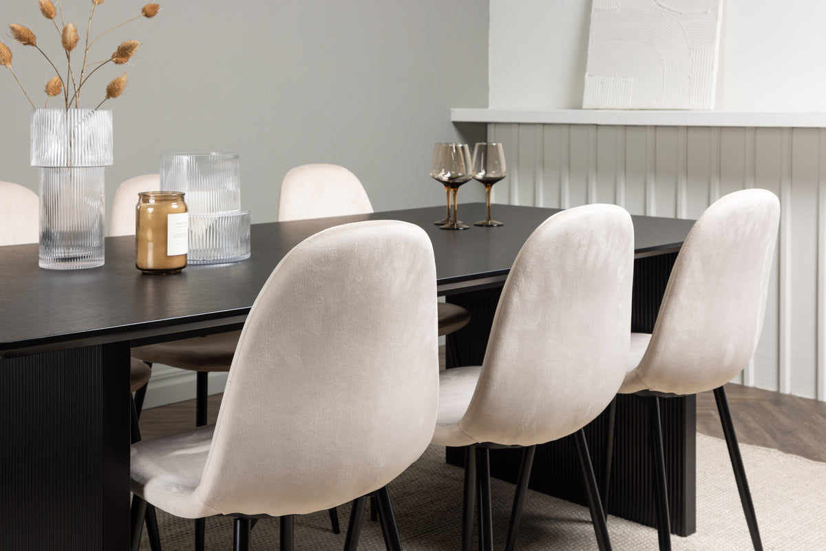 Venture Design Polar & Vail Matstolar 2-pack Beige + Rektangulära Matbord 200 x 100 Svart