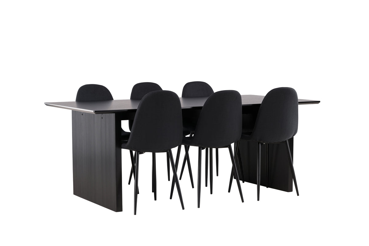 Venture Design Polar & Vail Matstolar 2-pack Svart + Rektangulära Matbord 200 x 100 Svart