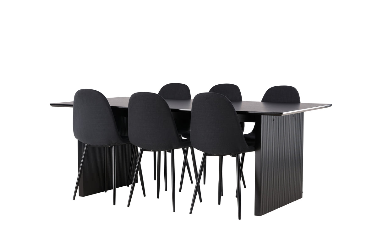 Venture Design Polar & Vail Matstolar 2-pack Svart + Rektangulära Matbord 200 x 100 Svart