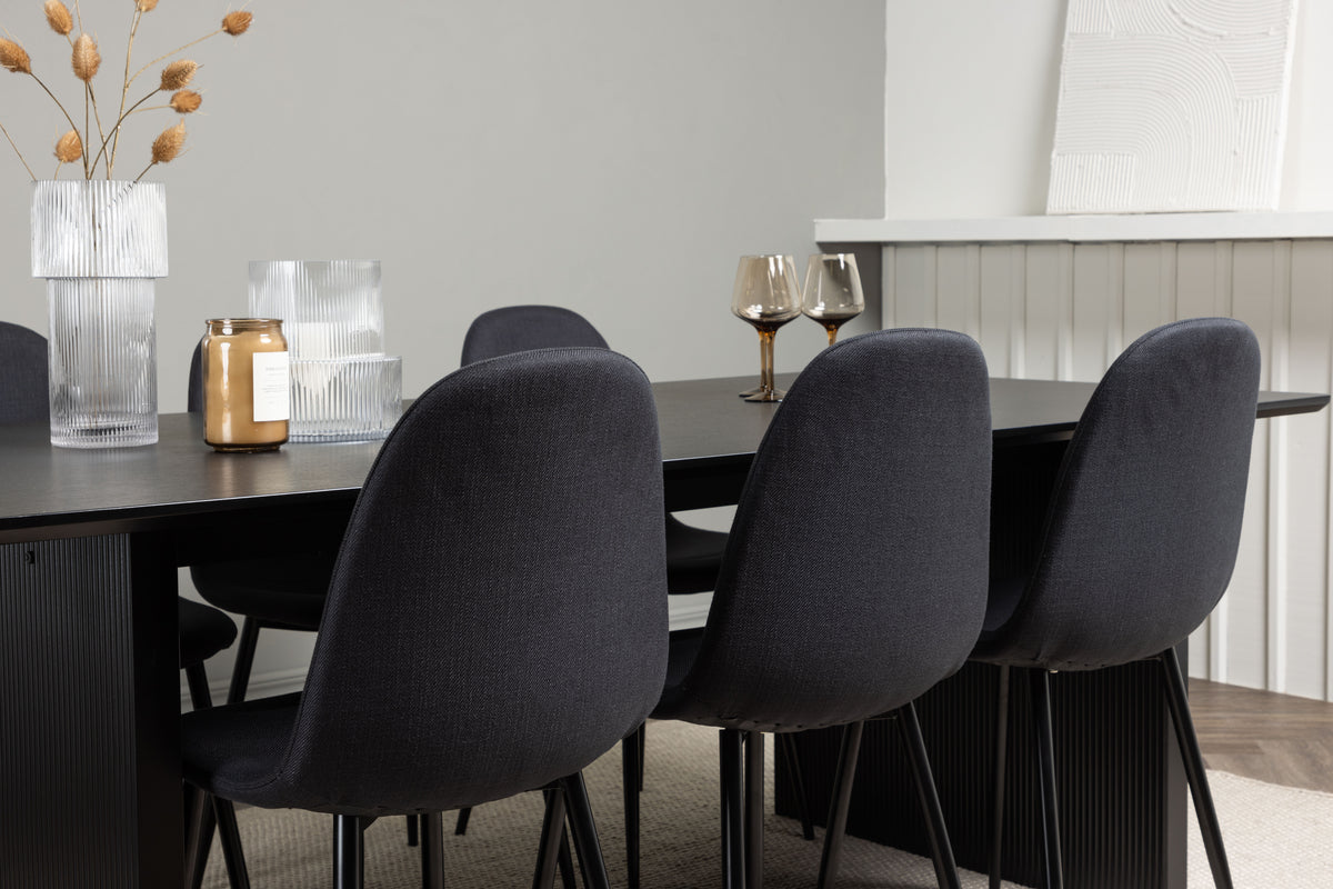 Venture Design Polar & Vail Matstolar 2-pack Svart + Rektangulära Matbord 200 x 100 Svart