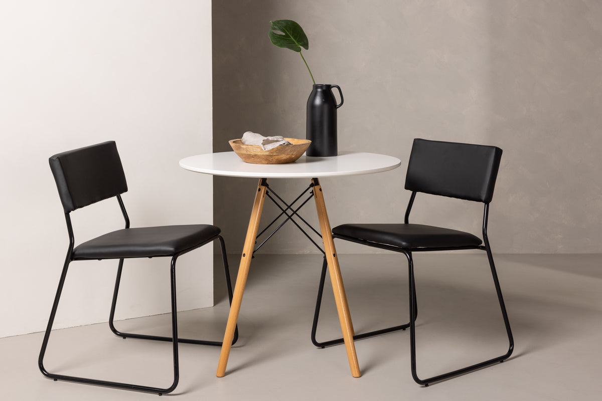 Venture Design Kenth & Danburi Matstolar 2-pack Svart + Runda Matbord ⌀60 Vit