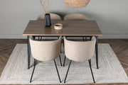 Venture Design Berit & Tempe Matstolar Beige + Rektangulära Matbord 140 x 80 Valnöt