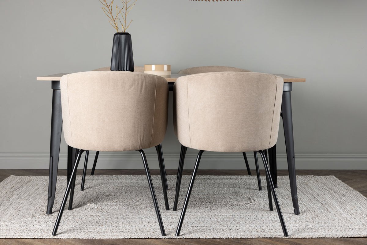 Venture Design Berit & Tempe Matstolar Beige + Rektangulära Matbord 140 x 80 Valnöt
