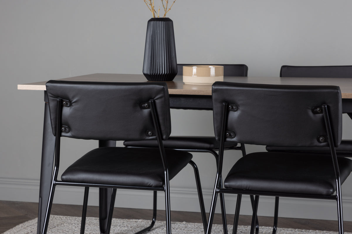 Venture Design Kenth & Tempe Matstolar 2-pack Svart + Rektangulära Matbord 140 x 80 Valnöt