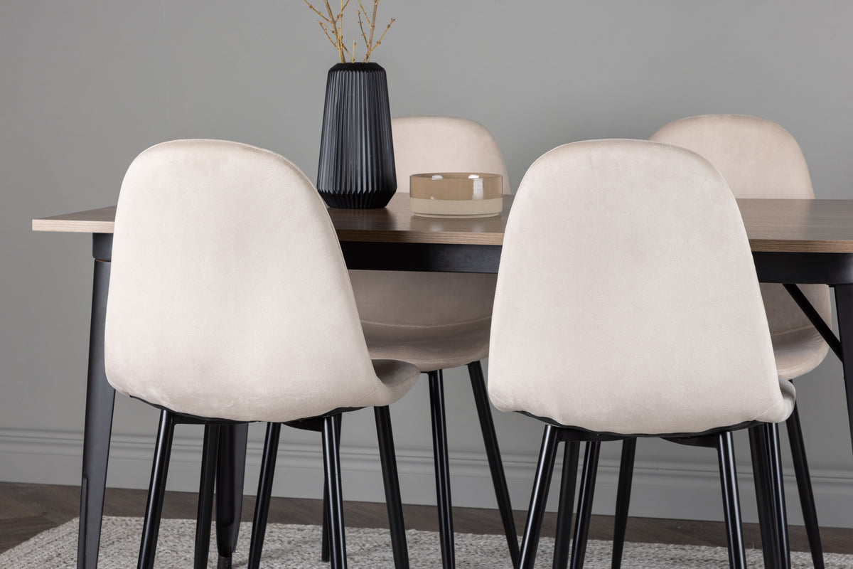 Venture Design Polar & Tempe Matstolar 2-pack Beige + Rektangulära Matbord 140 x 80 Valnöt