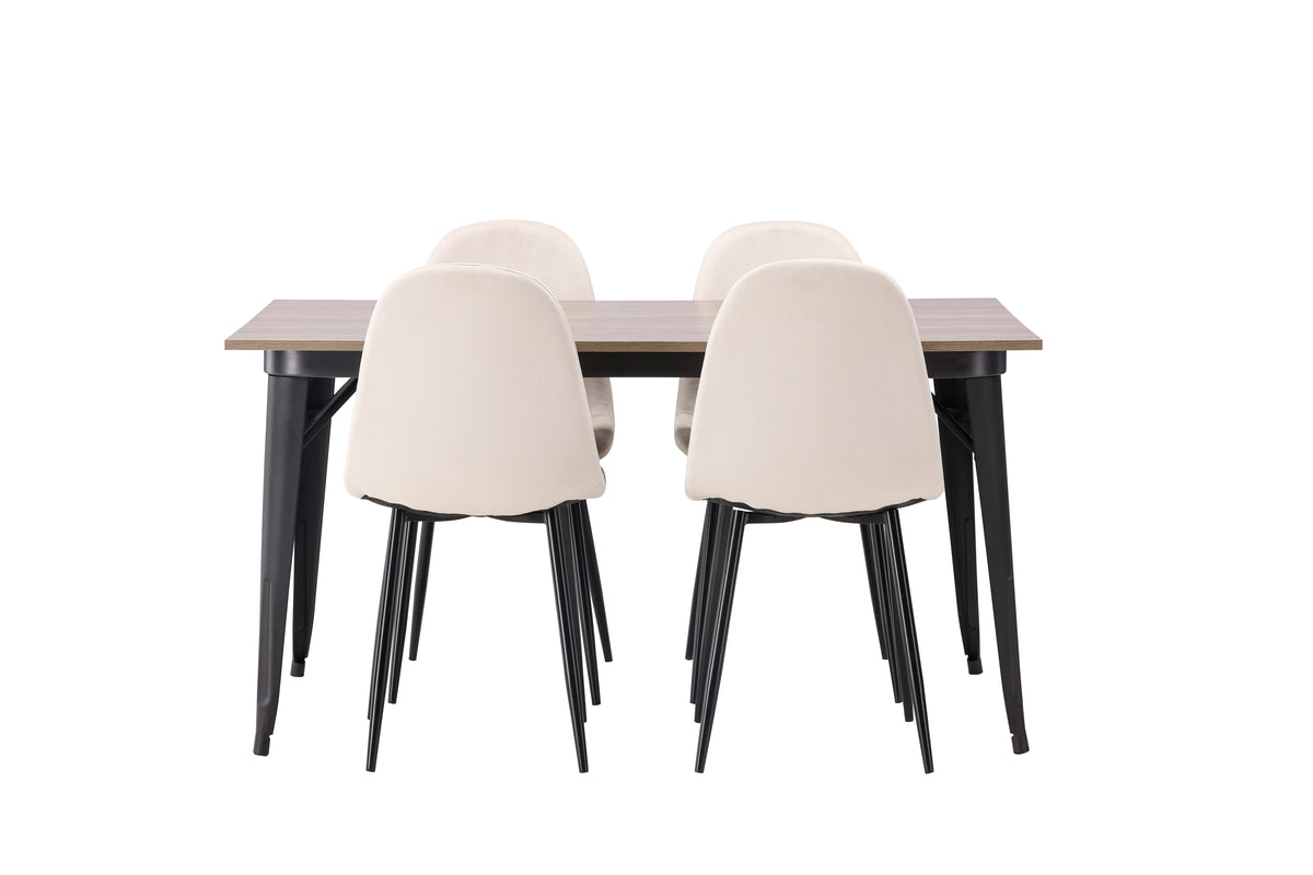 Venture Design Polar & Tempe Matstolar 2-pack Beige + Rektangulära Matbord 140 x 80 Valnöt
