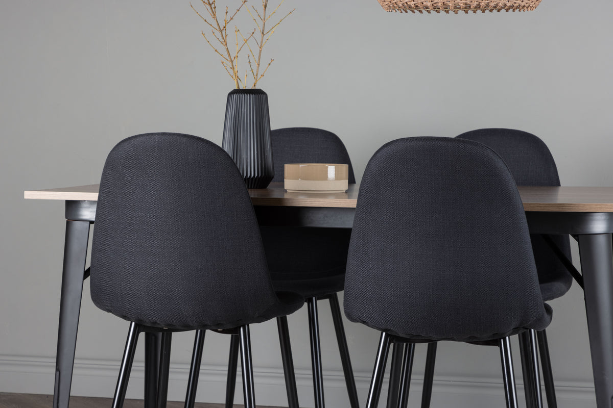 Venture Design Polar & Tempe Matstolar 2-pack Svart + Rektangulära Matbord 140 x 80 Valnöt
