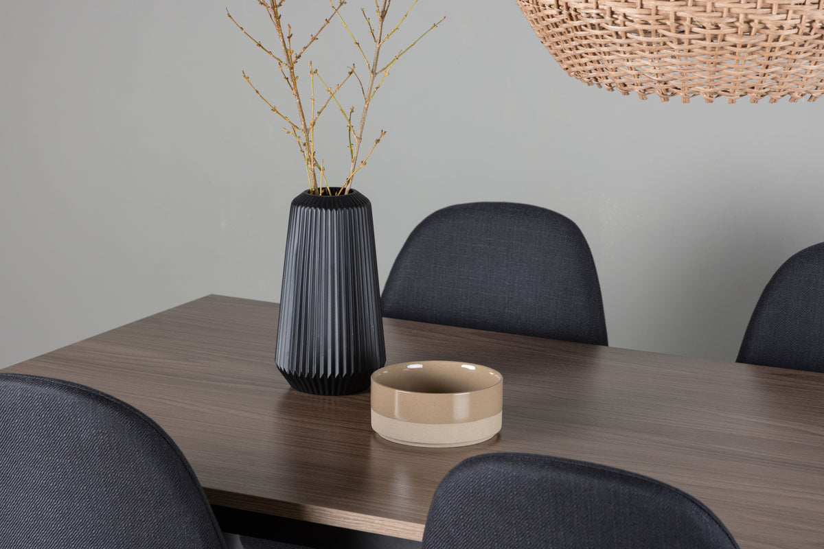 Venture Design Polar & Tempe Matstolar 2-pack Svart + Rektangulära Matbord 140 x 80 Valnöt