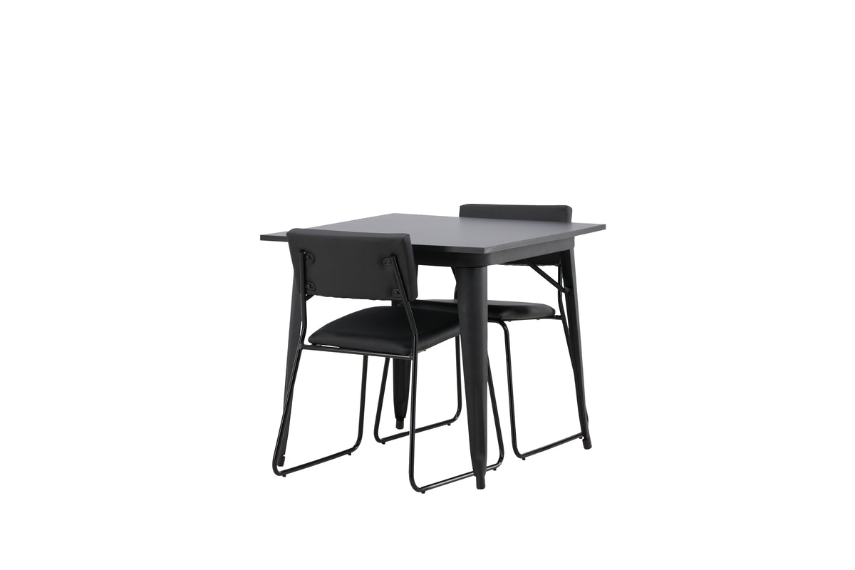 Venture Design Kenth & Tempe Matstolar 2-pack Svart + Rektangulära Matbord 80 x 80 Svart