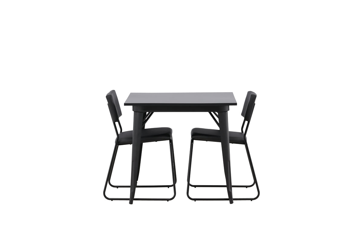 Venture Design Kenth & Tempe Matstolar 2-pack Svart + Rektangulära Matbord 80 x 80 Svart
