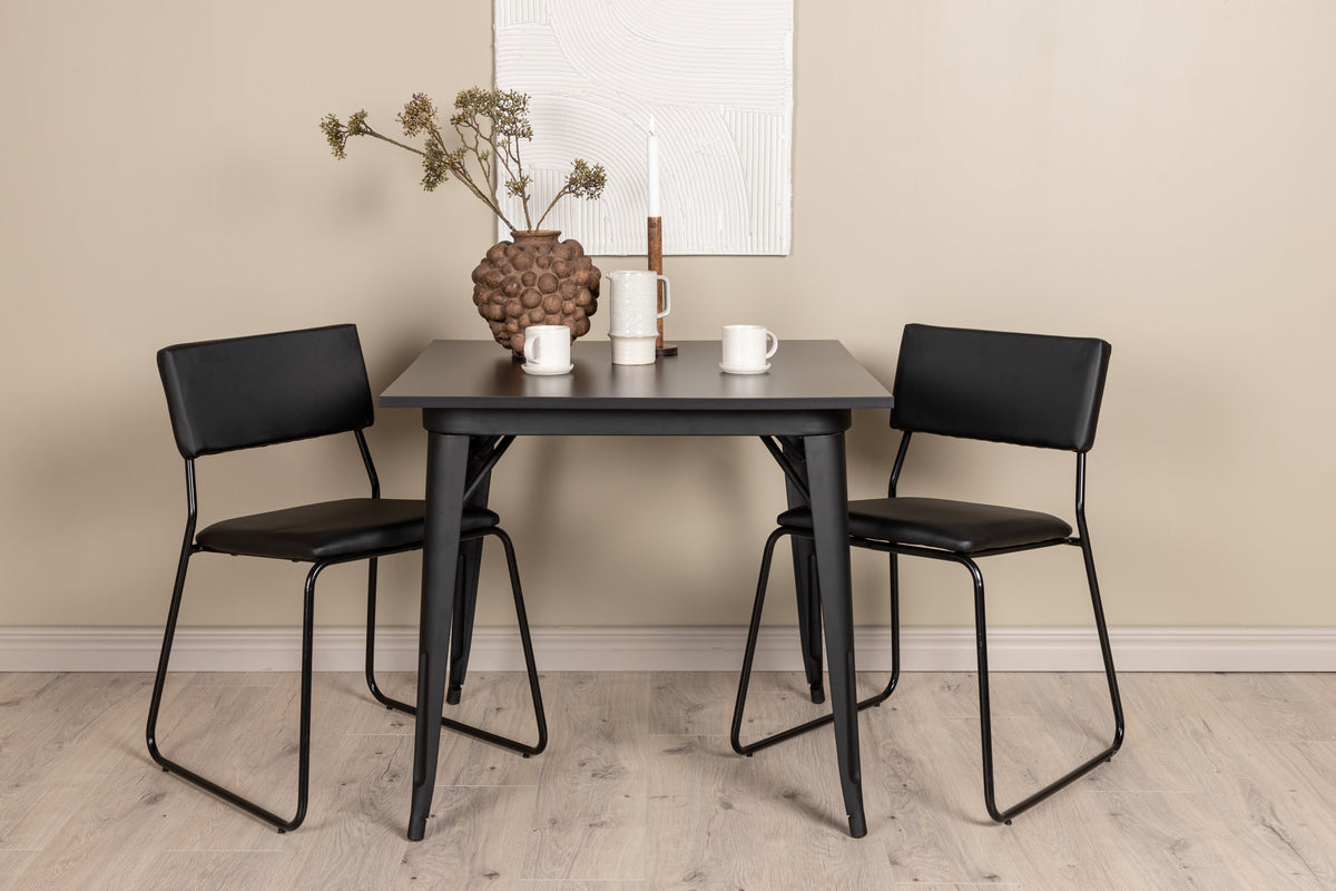 Venture Design Kenth & Tempe Matstolar 2-pack Svart + Rektangulära Matbord 80 x 80 Svart