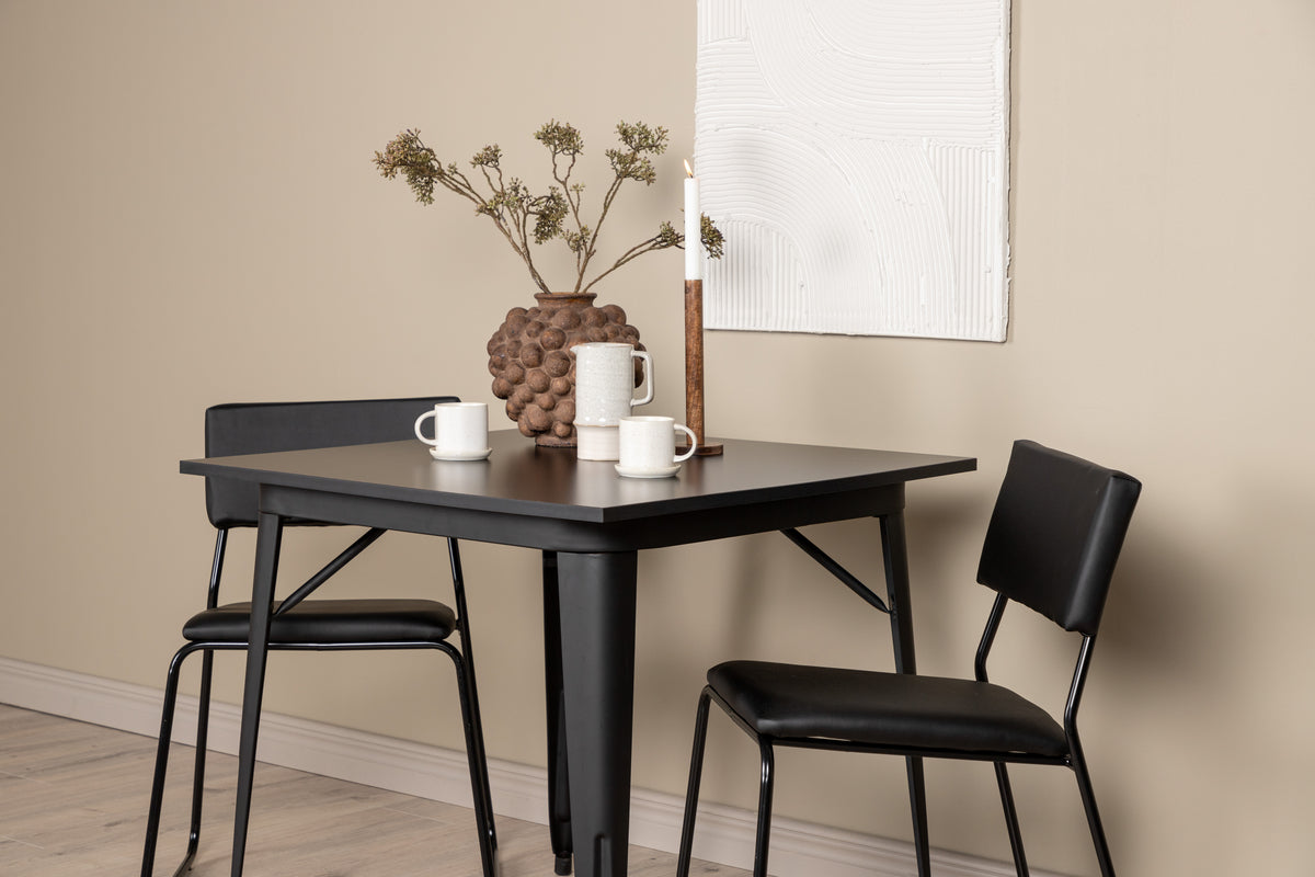 Venture Design Kenth & Tempe Matstolar 2-pack Svart + Rektangulära Matbord 80 x 80 Svart