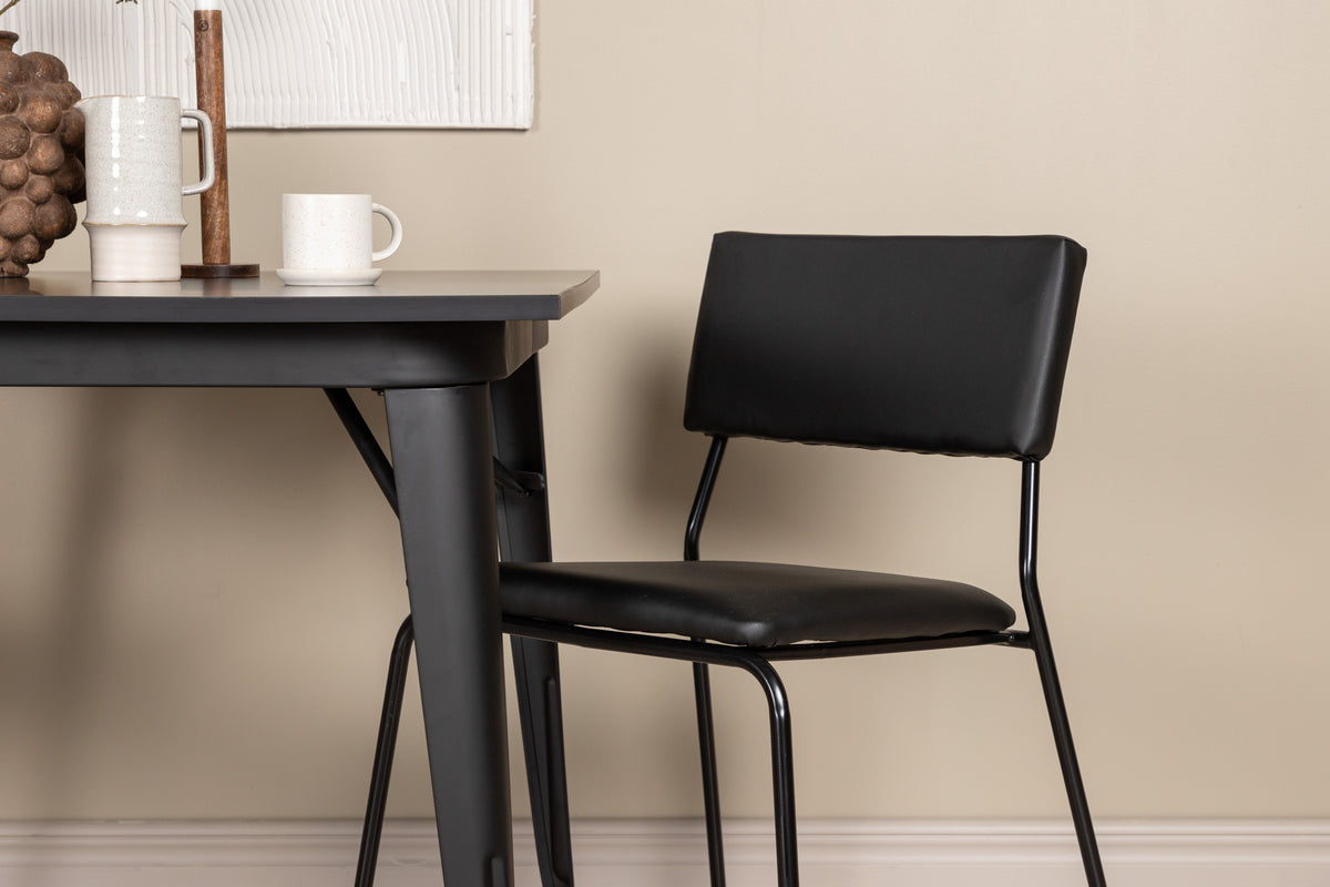 Venture Design Kenth & Tempe Matstolar 2-pack Svart + Rektangulära Matbord 80 x 80 Svart