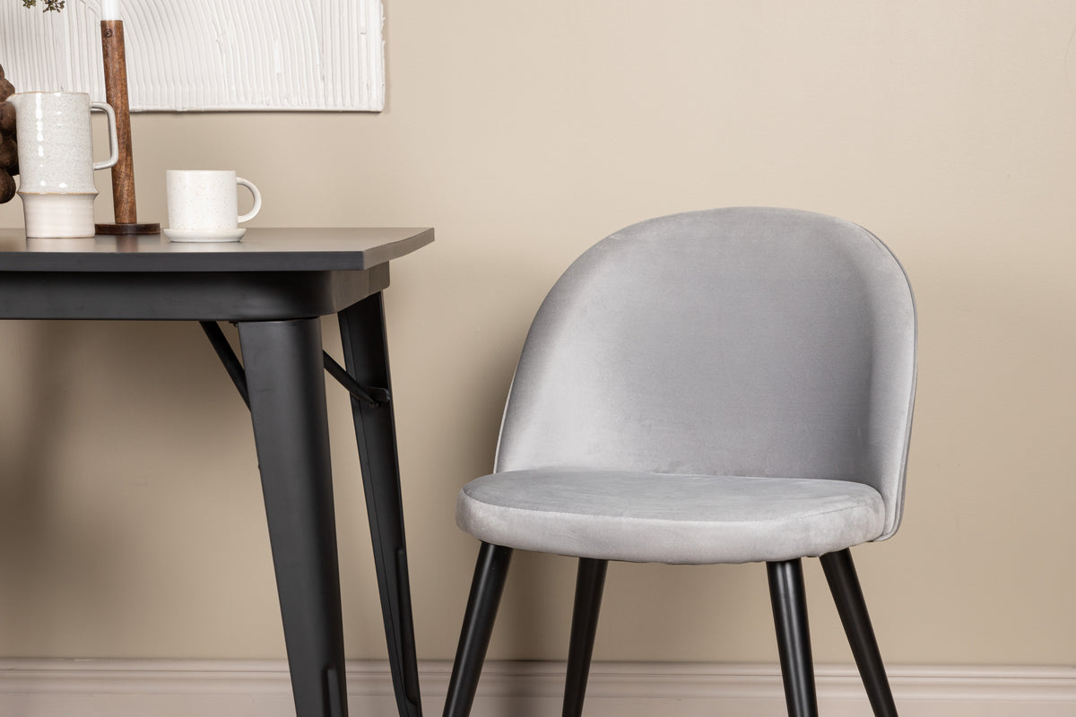 Venture Design Velvet & Tempe Matstolar 2-pack Grå + Rektangulära Matbord 80 x 80 Svart