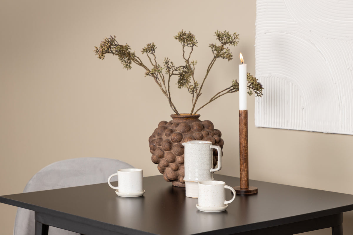 Venture Design Velvet & Tempe Matstolar 2-pack Grå + Rektangulära Matbord 80 x 80 Svart