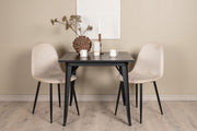 Venture Design Polar & Tempe Matstolar 2-pack Beige + Rektangulära Matbord 80 x 80 Svart