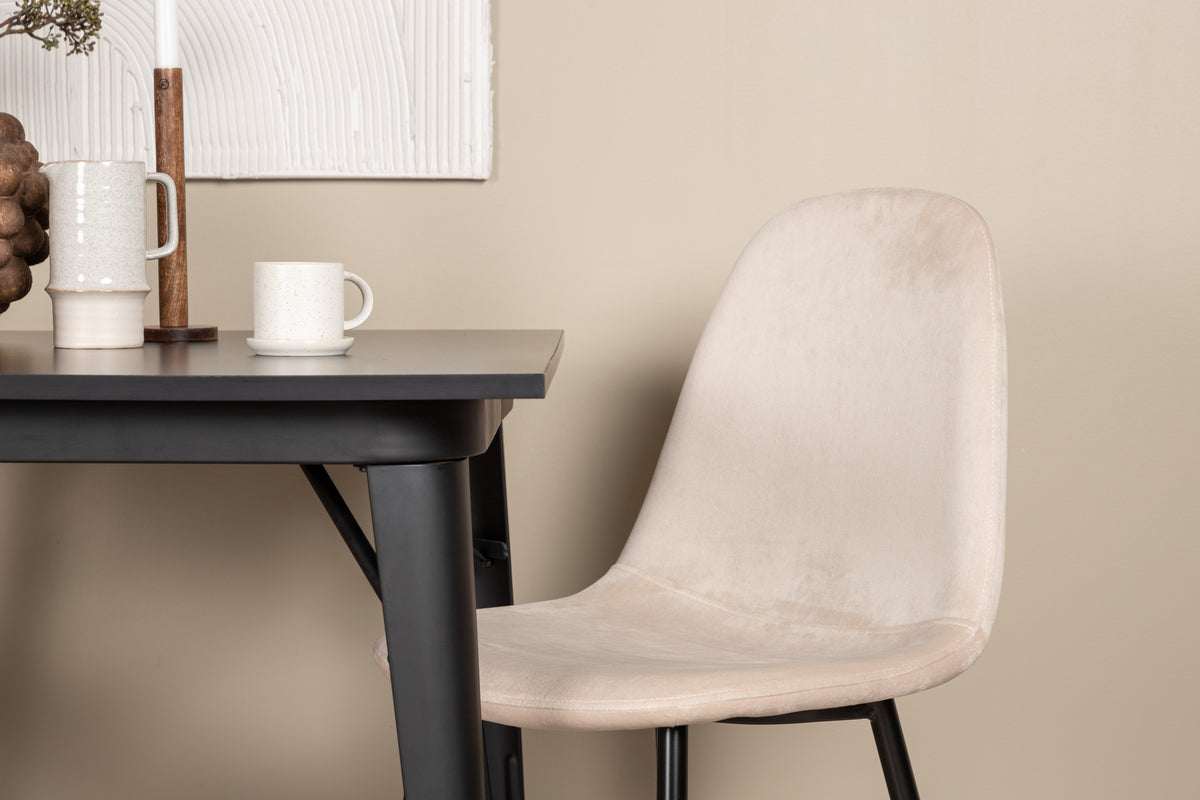 Venture Design Polar & Tempe Matstolar 2-pack Beige + Rektangulära Matbord 80 x 80 Svart