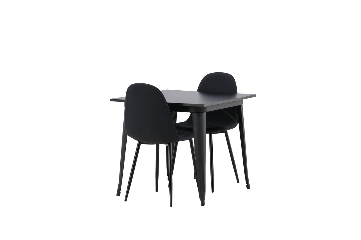 Venture Design Polar & Tempe Matstolar 2-pack Svart + Rektangulära Matbord 80 x 80 Svart