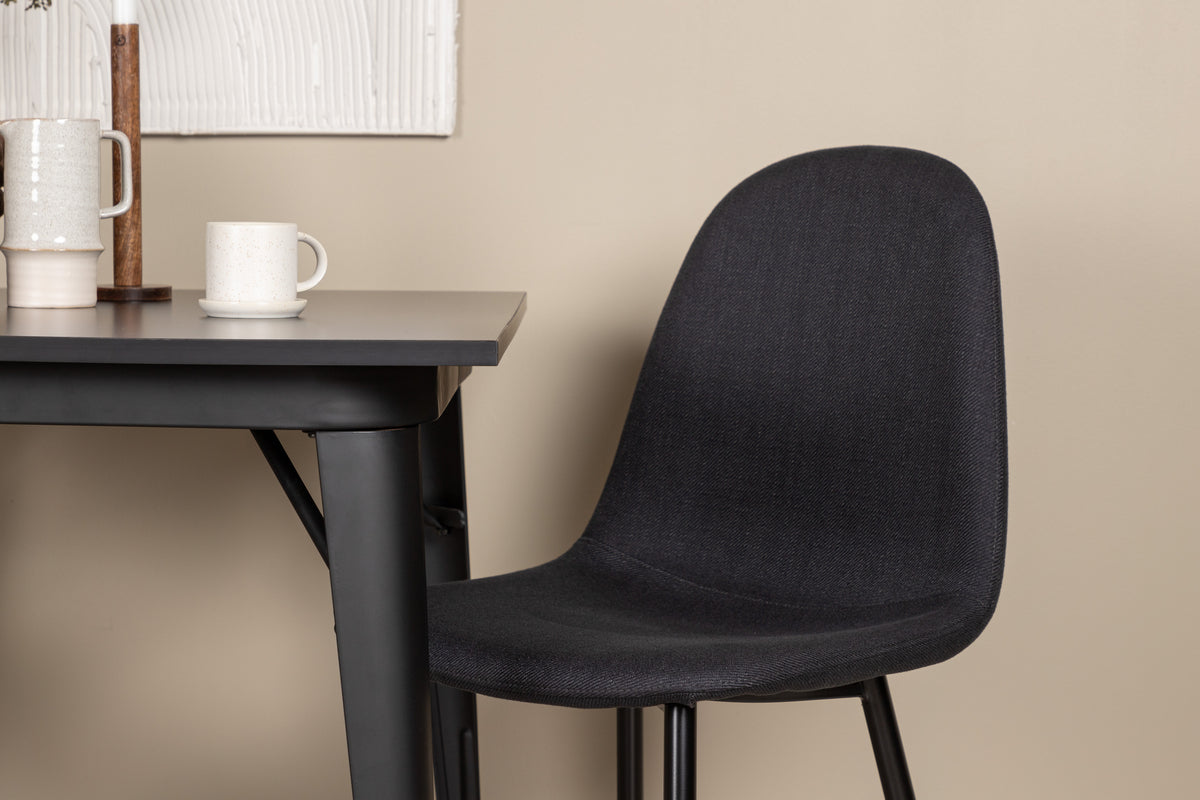Venture Design Polar & Tempe Matstolar 2-pack Svart + Rektangulära Matbord 80 x 80 Svart