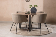 Venture Design Berit & Durango Matstolar Beige + Runda Matbord ⌀120 Valnöt