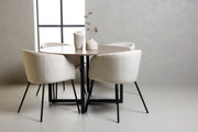 Venture Design Berit & Durango Matstolar Beige + Runda Matbord ⌀120 Valnöt