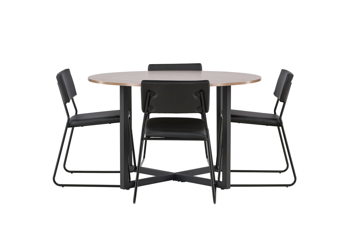 Venture Design Kenth & Durango Matstolar 2-pack Svart + Runda Matbord ⌀120 Valnöt