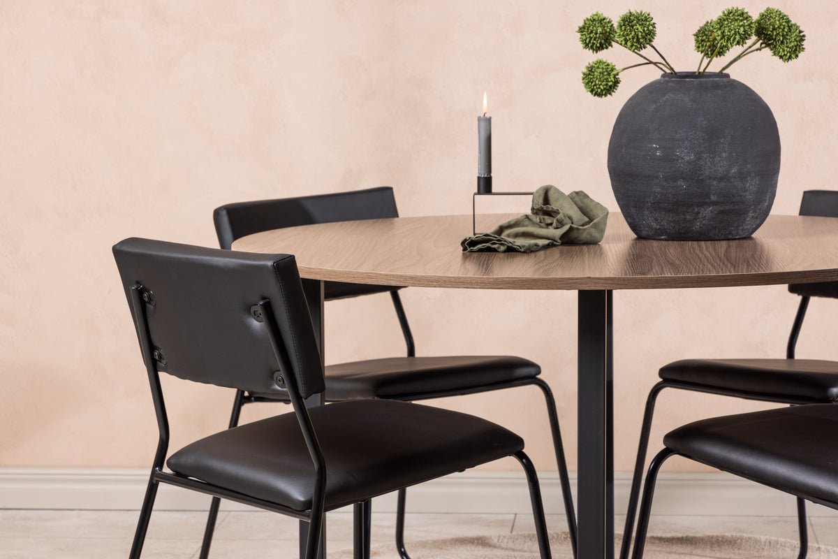 Venture Design Kenth & Durango Matstolar 2-pack Svart + Runda Matbord ⌀120 Valnöt