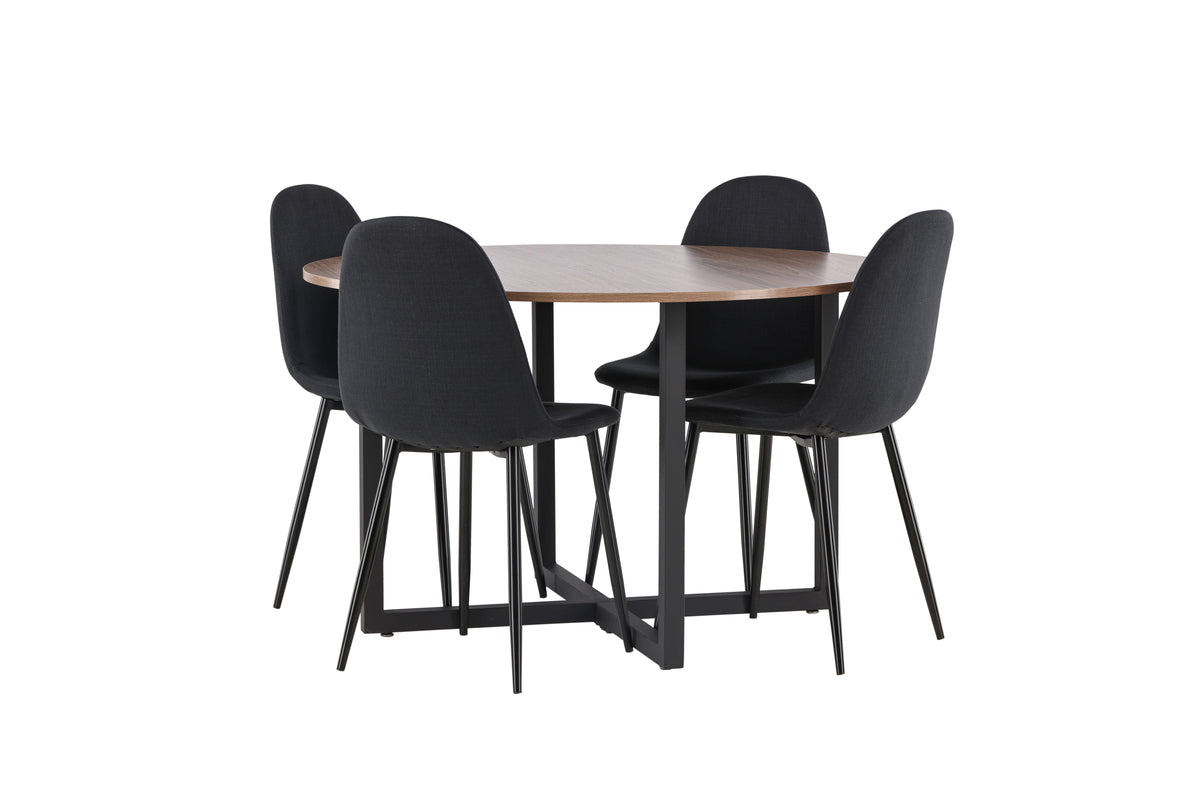 Venture Design Polar & Durango Matstolar 2-pack Svart + Runda Matbord ⌀120 Valnöt