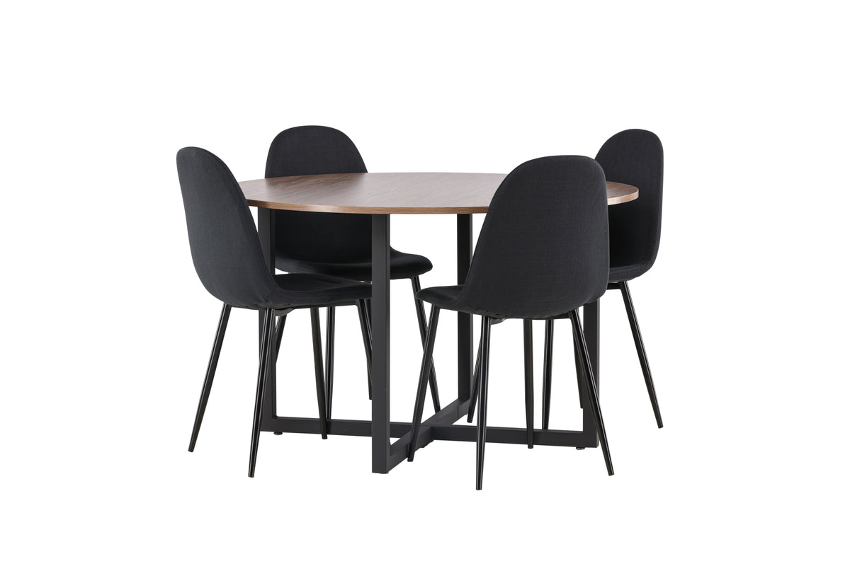 Venture Design Polar & Durango Matstolar 2-pack Svart + Runda Matbord ⌀120 Valnöt