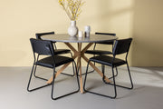 Venture Design Kenth & Piazza Matstolar Svart + Runda Matbord ⌀120 Grå