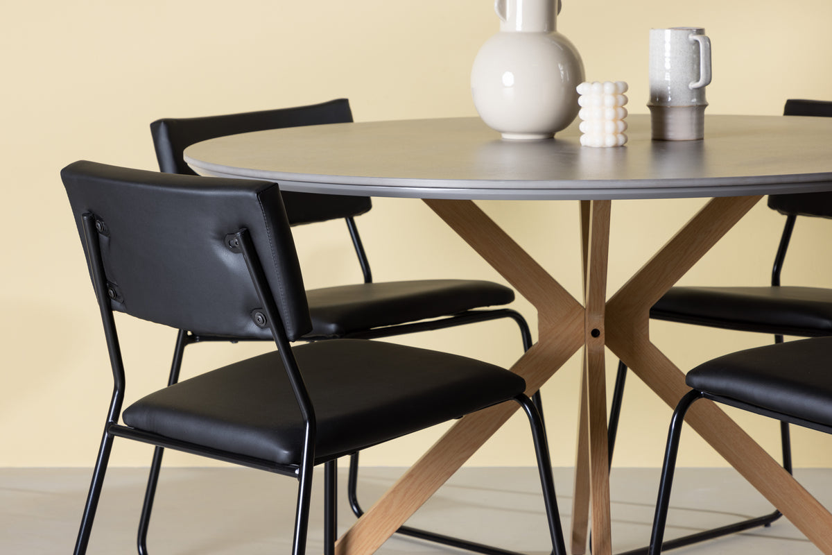 Venture Design Kenth & Piazza Matstolar Svart + Runda Matbord ⌀120 Grå