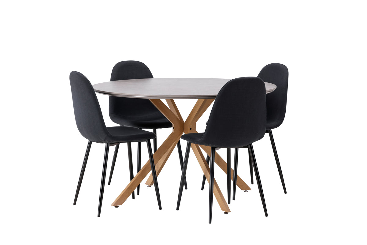 Venture Design Polar & Piazza Matstolar 2-pack Svart + Runda Matbord ⌀120 Grå