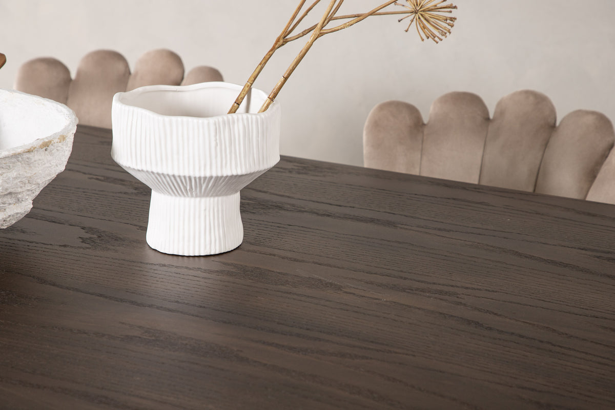 Venture Design Limhamn & Stone Matstolar 2-pack Beige + Ovala Matbord 220 x 100 Mocka