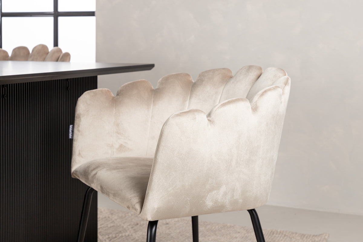 Venture Design Limhamn & Vail Matstolar 2-pack Beige + Rektangulära Matbord 200 x 100 Svart