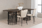 Venture Design Limhamn & Stone Matstolar 2-pack Beige + Ovala Matbord 220 x 100 Mocka